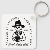Nieuwe vader aangepaste datum grappige koffie moe  sleutelhanger (Achterkant)