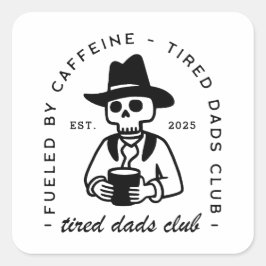Nieuwe vader aangepaste datum grappige koffie moe  vierkante sticker