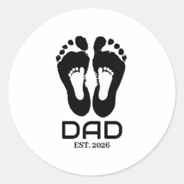 Nieuwe Vader Baby Voetafdrukken Datum Vastgesteld  Ronde Sticker