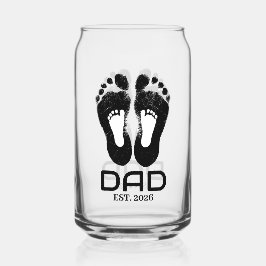 Nieuwe vader baby voetafdrukken ingestelde datum  blikvorm glas