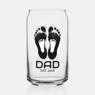 Nieuwe vader baby voetafdrukken ingestelde datum  blikvorm glas