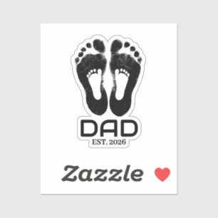 Nieuwe vader baby voetafdrukken ingestelde datum  sticker