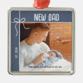 Nieuwe vader eerste kerstfoto metalen ornament (Voorkant)