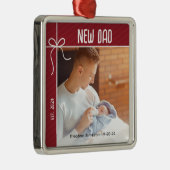 Nieuwe vader eerste kerstfoto metalen ornament (Rechts)