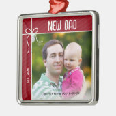 Nieuwe vader en Baby eerste kerstfoto Metalen Ornament (Links)