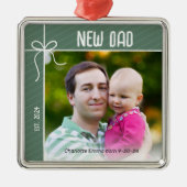 Nieuwe vader en Baby eerste kerstfoto Metalen Ornament (Voorkant)