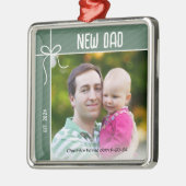 Nieuwe vader en Baby eerste kerstfoto Metalen Ornament (Links)