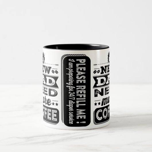 Nieuwe vader heeft meer koffie nodig (grappige nie tweekleurige koffiemok (Center)