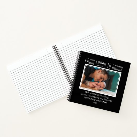 Nieuwe vader om van LADDY naar DADDY Custom BLACK  Notitieboek (Binnen)