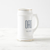 Nieuwe vader vader: Eenvoudige blauwe typografie Bierpul (Voorkant rechts)