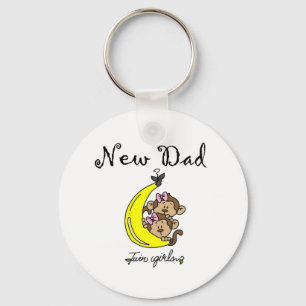 Nieuwe vader van Twin Girls Tshirts en Gifts Sleutelhanger
