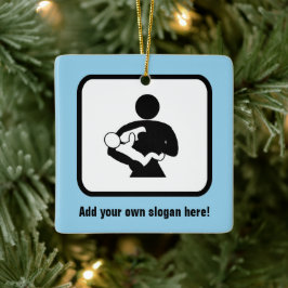 Nieuwe vader voedt Baby met jouw tekst voor- en ac Keramisch Ornament