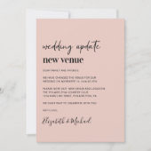 Nieuwe Venue Blush Pink Weddenschap Update Aankondiging (Voorkant)