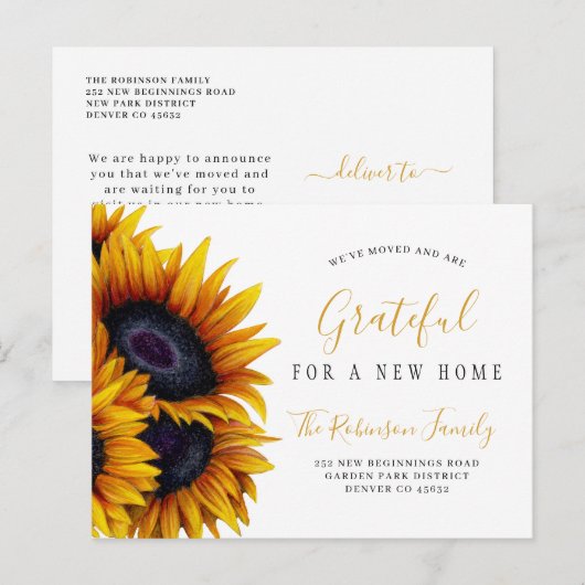 Nieuwe verandering van adres in Thanksgiving thuis Aankondigingskaart (Voorkant / Achterkant)