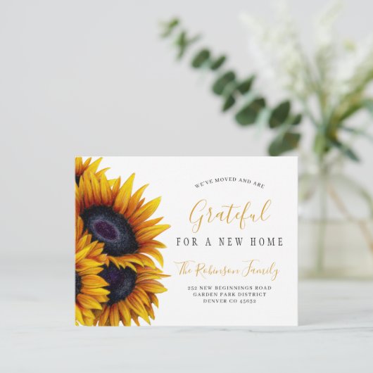 Nieuwe verandering van adres in Thanksgiving thuis Aankondigingskaart (Staand voorkant)