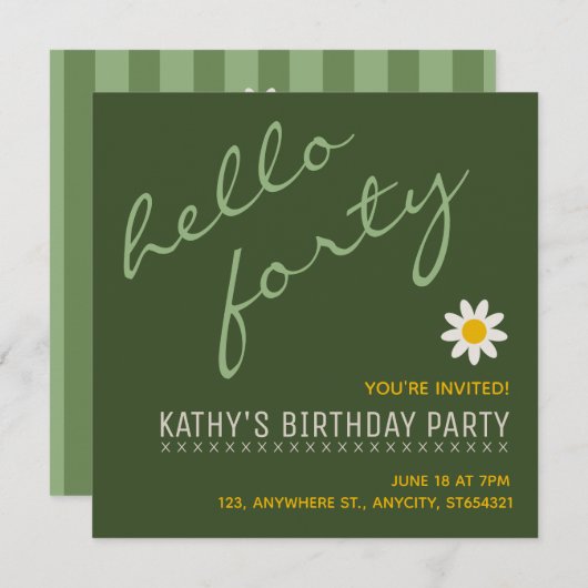 Nieuwe verjaardagsfeest uitnodiging | Eigen kaart (Voorkant / Achterkant)