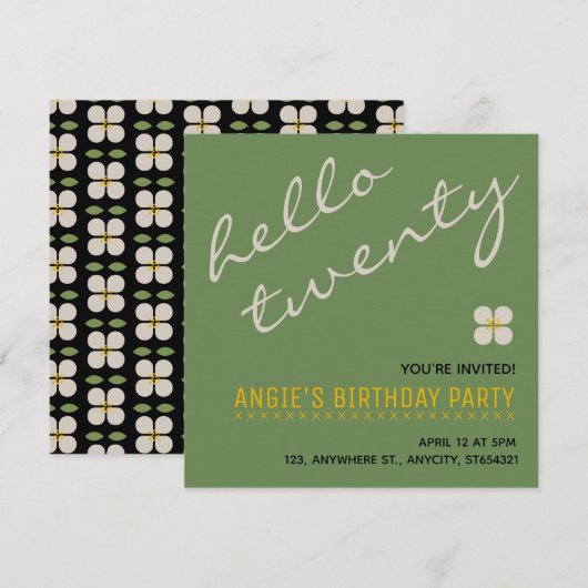 Nieuwe verjaardagsfeestje uitnodiging | Aangepaste (Voorkant / Achterkant)