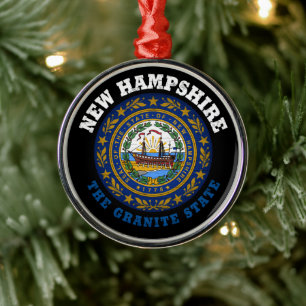 NIEUWE VLAG VAN DE STAAT HAMPSHIRE GRANITE METALEN ORNAMENT
