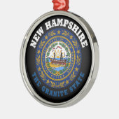 NIEUWE VLAG VAN DE STAAT HAMPSHIRE GRANITE METALEN ORNAMENT (Links)