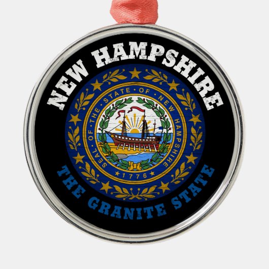 NIEUWE VLAG VAN DE STAAT HAMPSHIRE GRANITE METALEN ORNAMENT (Voorkant)