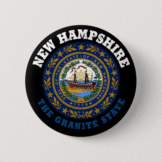 NIEUWE VLAG VAN DE STAAT HAMPSHIRE GRANITE RONDE BUTTON 5,7 CM (Voorkant)