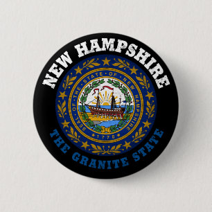 NIEUWE VLAG VAN DE STAAT HAMPSHIRE GRANITE RONDE BUTTON 5,7 CM