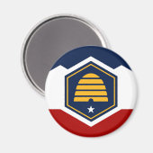 Nieuwe vlag van de staat Utah Magneet (Voorkant / Achterkant)