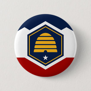 Nieuwe vlag van de staat Utah Ronde Button 5,7 Cm