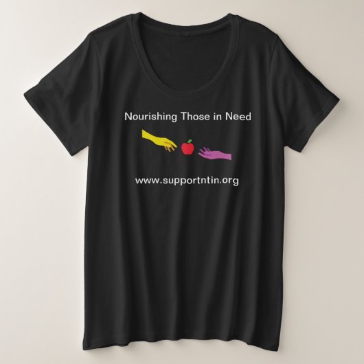 Nieuwe voeding voor mensen in nood plus grote maat t-shirt (Design voorkant)