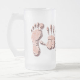 Nieuwe voetafdruk van babyhand matglas bierpul