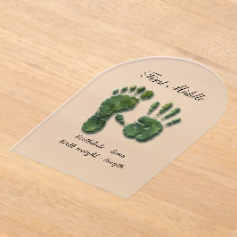 Nieuwe voetafdruk van een babyhand acryl uitnodigingen