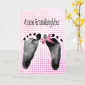 Nieuwe voetafdrukken van kleindochter op Pink Ging Kaart (Gele Bloem)