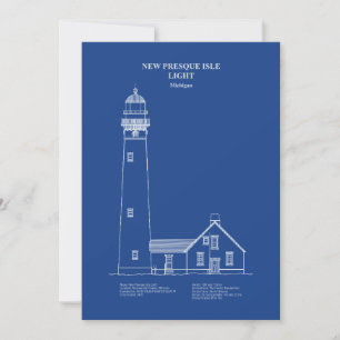 Nieuwe vuurtoren op Presque Isle - Michigan - AD Bedankkaart
