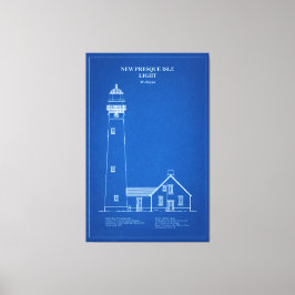 Nieuwe vuurtoren op Presque Isle - Michigan - AD Canvas Afdruk