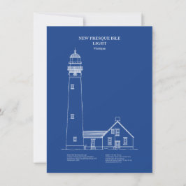 Nieuwe vuurtoren op Presque Isle - Michigan - AD Notitiekaartje