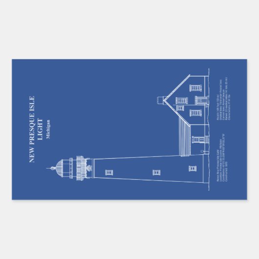 Nieuwe vuurtoren op Presque Isle - Michigan - AD Rechthoekige Sticker (Voorkant)