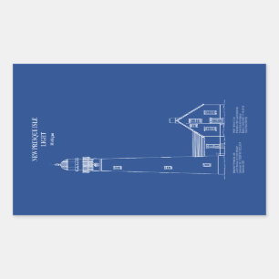Nieuwe vuurtoren op Presque Isle - Michigan - AD Rechthoekige Sticker