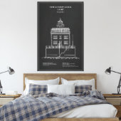 Nieuwe vuurtoren van London Ledge - Connecticut – Canvas Afdruk (Insitu (Slaapkamer))