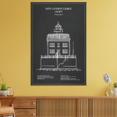 Nieuwe vuurtoren van London Ledge - Connecticut – Canvas Afdruk (Insitu (Woonkamer))