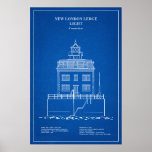 Nieuwe vuurtoren van London Ledge - Connecticut –  Poster