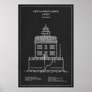 Nieuwe vuurtoren van London Ledge - Connecticut –  Poster