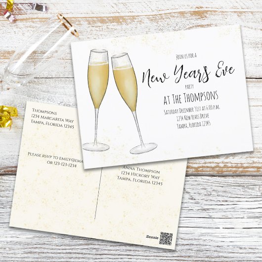 Nieuwe Waterverf Champagne van het Jaar Vooraf ger Briefkaart