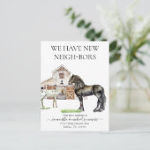 Nieuwe Waterverf van het Paard van de Buurt Moeili Aankondigingskaart (Staand voorkant)