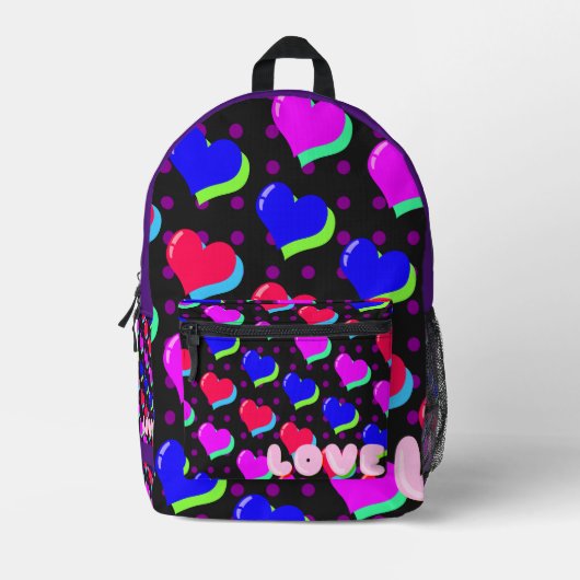 Nieuwe Wave Love Hearts Bedrukte Rugzak (Voorkant)