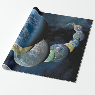 Nieuwe Werelden Vreemde Planeet Montage Cadeaupapier