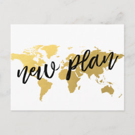 Nieuwe wereldkaart bestemming bruiloft plannen briefkaart
