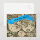 Nieuwe  Wereldkaart locatie Briefkaart (Voorkant / Achterkant)