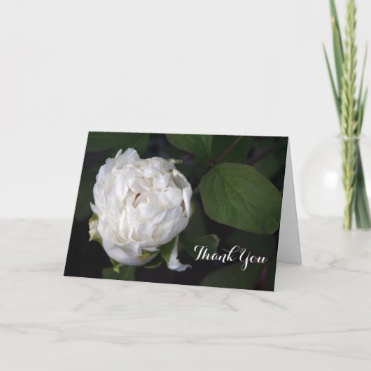 Nieuwe White Peony Floral Fotografie Bedankkaart (Voorkant)