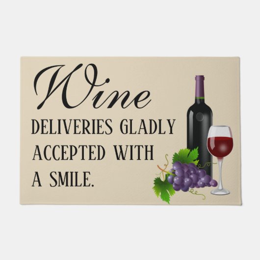 Nieuwe wijnleveringen met een glimlach deurmat (Voorkant)