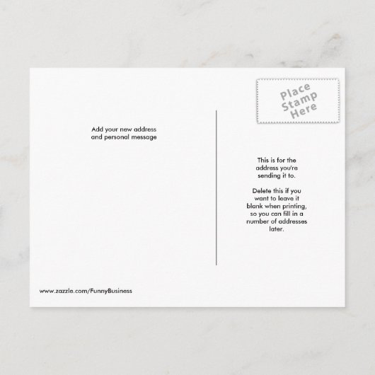 Nieuwe wijziging van het Briefkaart Adres (Achterkant)